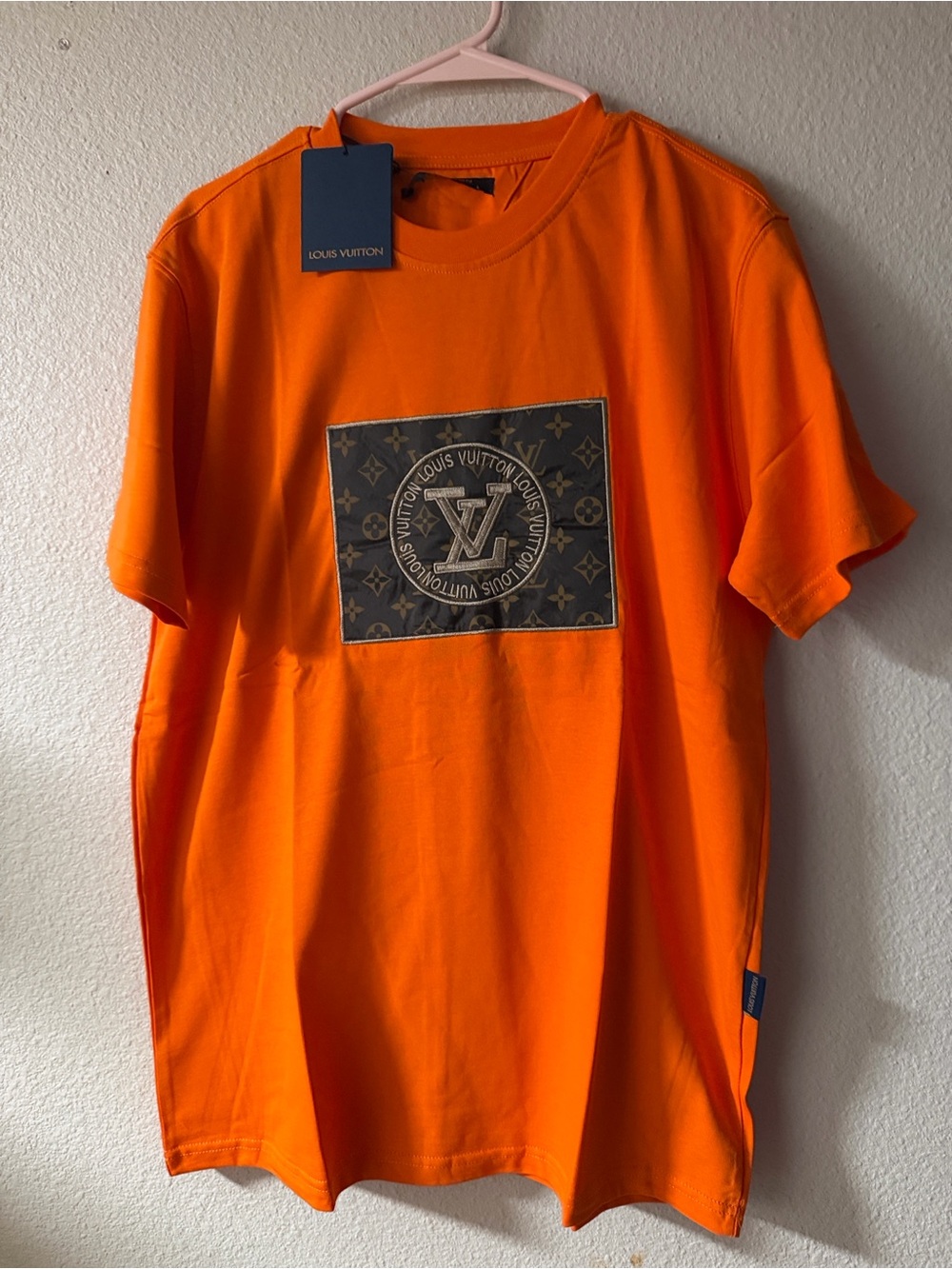 Louis Vuitton Orange Short Sleeve T-Shirt with Monogram Patch